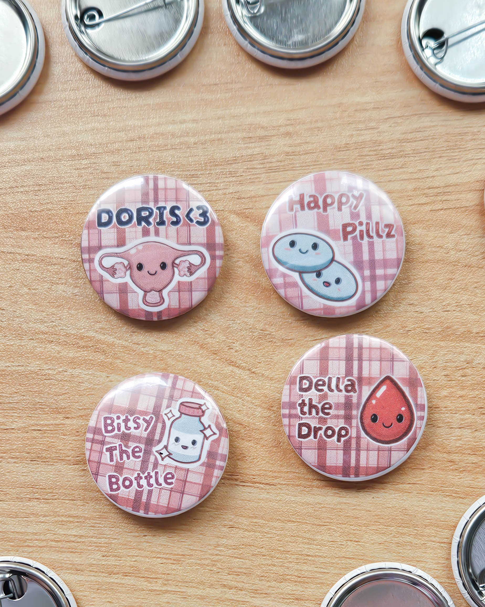 Flow Friends Kawaii Button Pin | 32mm Badge Pin | Full Set