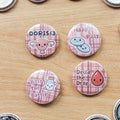 Flow Friends Kawaii Button Pin | 32mm Badge Pin | Full Set