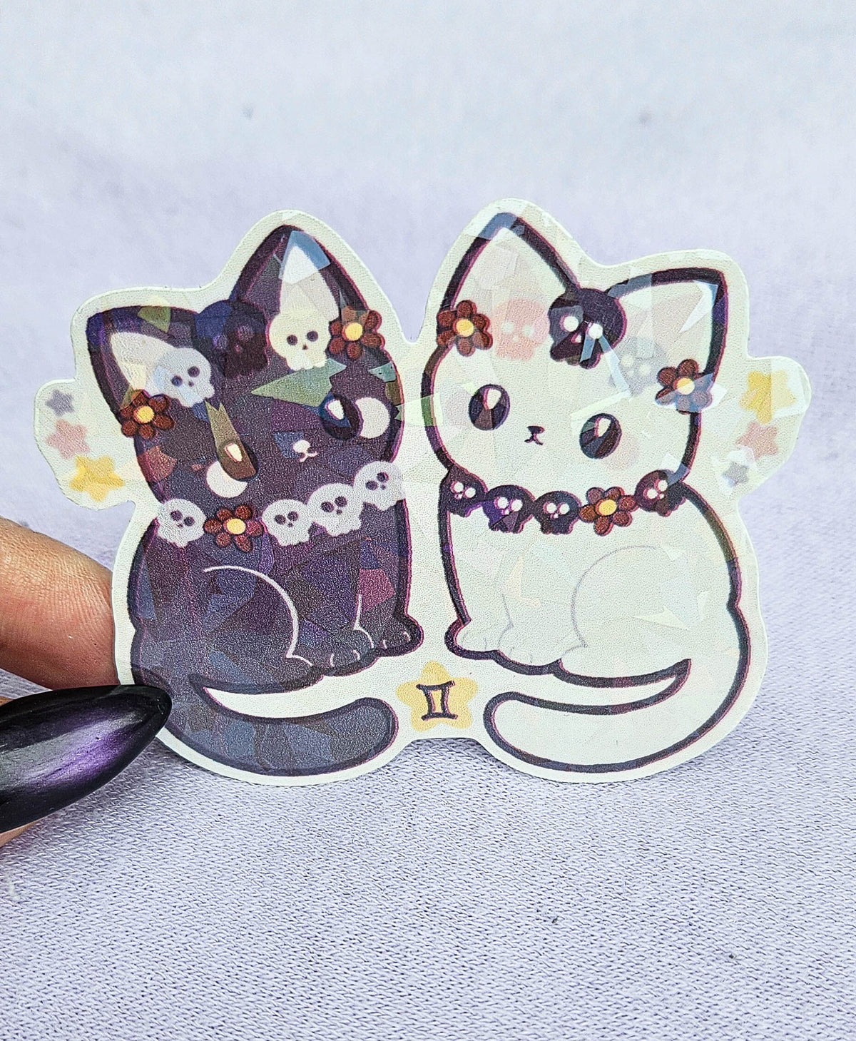 Gemini kawaii zodiac die-cut vinyl sticker, Cosmic Cuties collection by Pretty Creative Studios