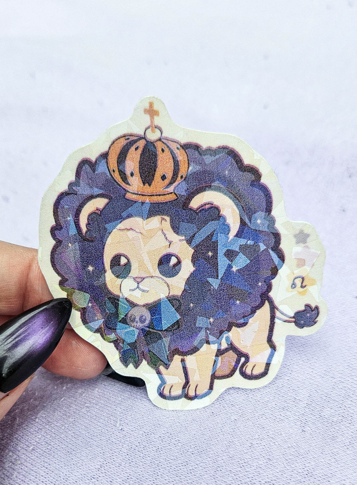 Leo kawaii zodiac die-cut vinyl sticker, Cosmic Cuties collection by Pretty Creative Studios