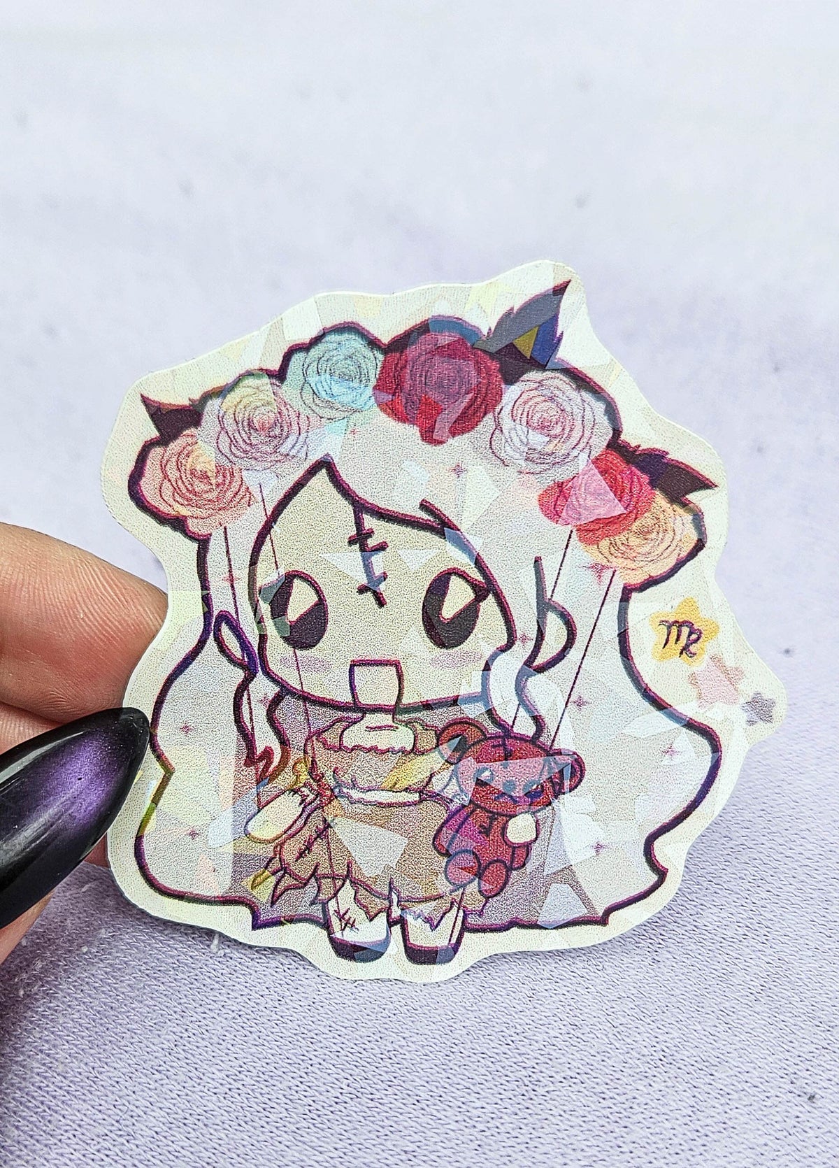 Virgo kawaii zodiac die-cut vinyl sticker, Cosmic Cuties collection by Pretty Creative Studios
